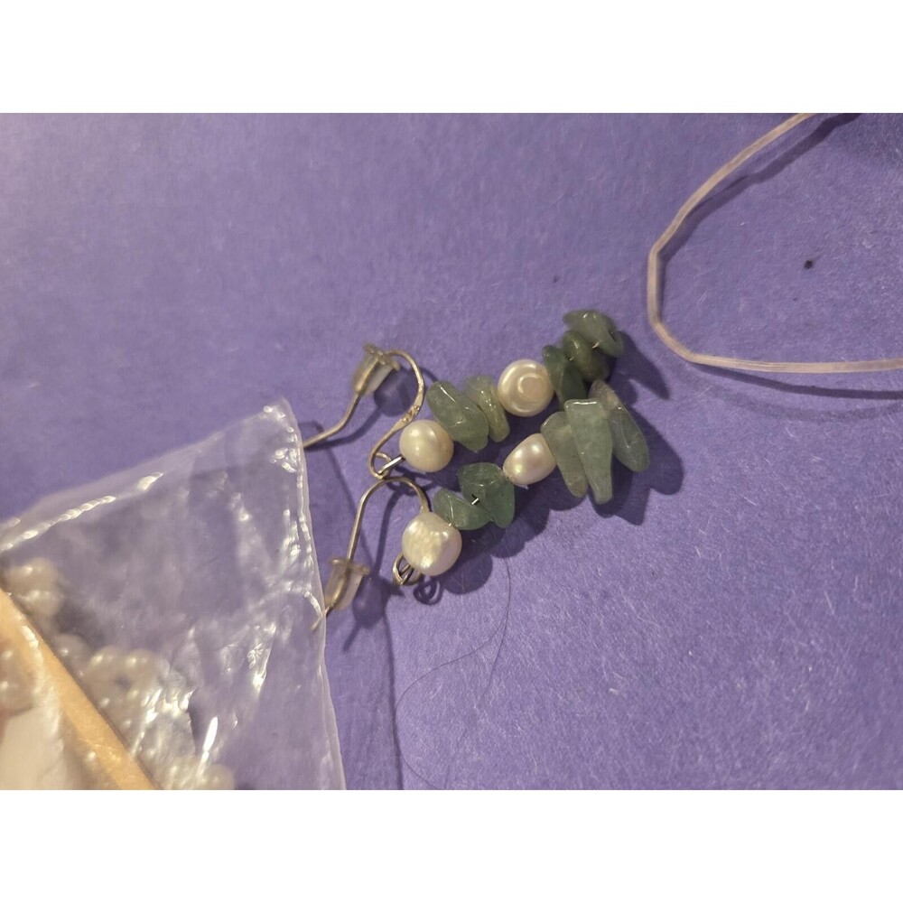 Sterling Adventurine Pearl Earrings